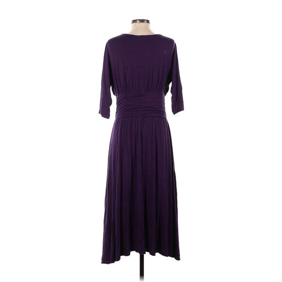 Kiyonna Dress Purple Draped In Class Cowl Neck Tulip Hem Empire Waist Size 10-12 - Picture 6 of 9